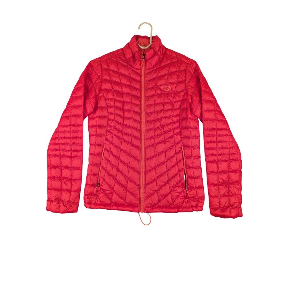 The North Face Thermoball Full Zip Quilted Puffer Jacket Red Orange Womens Small
